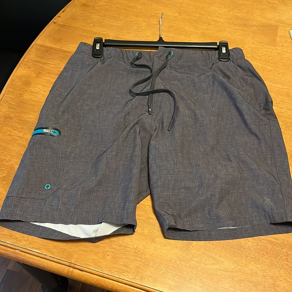 Zeroxposure Mens Large Swim Trunks Gray with Teal Accent Shorts